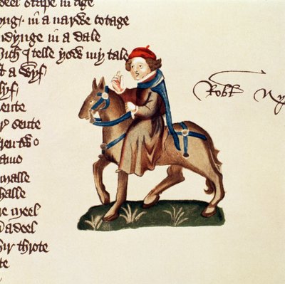 Il Prete delle Suore, (dettaglio) da I Racconti di Canterbury, di Geoffrey Chaucer (c.1342-1400) Manoscritto Ellesmere, edizione facsimile, 1911 da English School